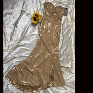 MAC DUGGAL Liquid Gold Strapless Gown